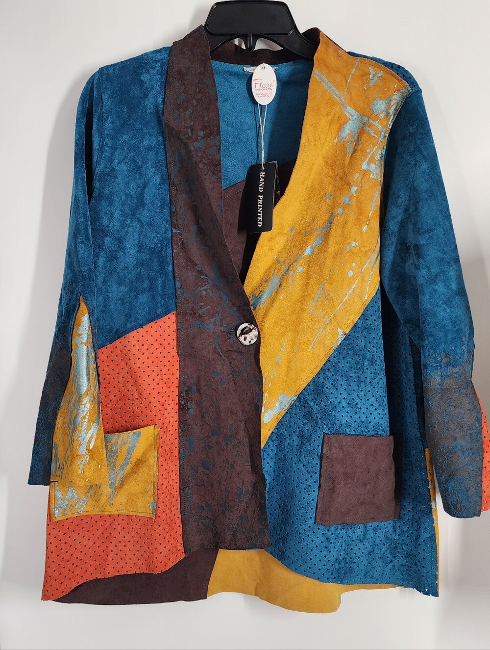 NEW Lemon Grass Hand Printed Jacket Art to Wear Size XS Artist Unique